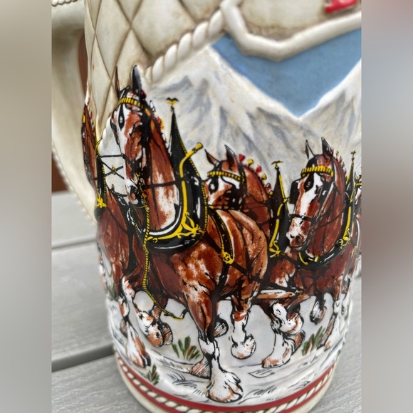 VTG Budweiser 1985 Holiday Clydestales Beer Stein - Ceramarte- Brazil “A” Series - Picture 4 of 8